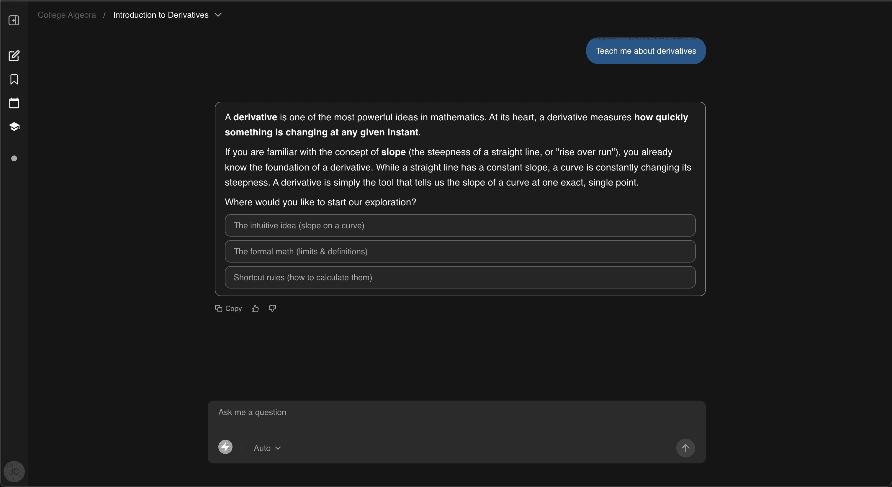 Screenshot: student tutor